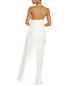 Badgley Mischka Halter Silk-Trim Jumpsuit Women's White 14