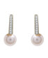 ფოტო #3 პროდუქტის Cultured Freshwater Pearl with Diamond Huggie Earrings in 14K Yellow Gold