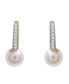 Фото #3 товара Cultured Freshwater Pearl with Diamond Huggie Earrings in 14K Yellow Gold