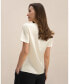 Фото #5 товара Women's Cowl Neck Short Sleeves Silk T-Shirt for Women