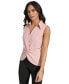 Women's Collared Twist-Front Sleeveless Top