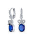 ფოტო #1 პროდუქტის Holiday Bridal Wedding AAA Cubic Zirconia Simulated Gemstone CZ Accent Ribbon Bow Oval Drop Chandelier Earrings For Women Lever back