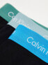 Фото #7 товара Calvin Klein Plus cotton stretch trunks 3 pack in black with coloured waistband