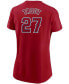 ფოტო #3 პროდუქტის Women's Mike Trout Red Los Angeles Angels Name Number T-shirt
