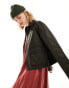 Фото #1 товара ASOS DESIGN cropped wax jacket with contrast collar in brown