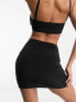 Fashionkilla sculpted slinky v front mini skirt in black