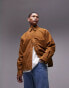 Topman Premium real suede shacket in tan