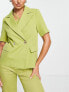 Extro & Vert tailored short sleeve blazer in olive co-ord