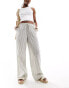 Kaiia tie waist wide leg trousers in cream stripe