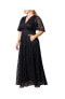 ფოტო #2 პროდუქტის Plus Size Luminous Sequin Lace Evening Gown with Pockets