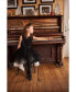 Big Girls Sleeveless Dress With Tulle Skirt Black