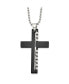 Фото #1 товара Chisel black IP-plated Cut out Cross Pendant Ball Chain Necklace