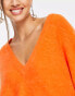 ASOS EDITION v neck jumper in bright orange