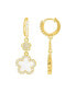 Фото #2 товара Gold Cubic Zirconia White Clover Earrings