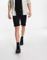 Фото #4 товара Bershka denim roll up shorts in black