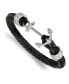 ფოტო #1 პროდუქტის Stainless Steel Polished Anchor Black Braided Leather Bracelet