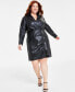 Фото #1 товара Plus Size Faux-Leather Wrap Dress