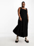 Фото #1 товара ASOS DESIGN Curve square neck broderie tiered maxi dress in black