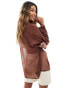 River Island sheer beach shirt co-ord in brown Коричневый, M - EU 40-42 - фото #4