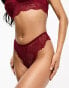 ASOS DESIGN Sienna lace built up thong in burgundy