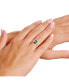 ფოტო #4 პროდუქტის Sterling Silver 14k Yellow Gold Plated with Emerald & Cubic Zirconia 3-Stone Engagement Anniversary Ring