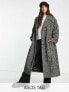 Фото #1 товара ASOS DESIGN Tall smart herringbone belted coat in black and white
