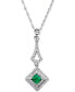 ფოტო #1 პროდუქტის Emerald (1/4 ct. t.w.) & Diamond (1/4 ct. t.w.) 18" Pendant Necklace in 14k White Gold