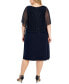 Фото #2 товара Plus Size Round-Neck Mesh Cape Overlay Dress