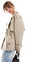 Фото #4 товара ASOS DESIGN oversized short trench coat with belt in stone