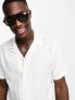 New Look short sleeve linen blend revere shirt in white