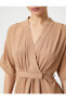 Фото #39 товара Платье женское Koton Oversize Midi с поясом и V-образным вырезом