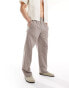 ASOS DESIGN relaxed linen trousers in brown and white gingham