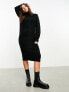 Фото #1 товара Vila roll neck knitted jumper midi dress in black