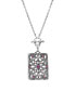 2028 silver Tone Purple Stone Rectangle Mirror Pendant Necklace