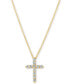 ფოტო #1 პროდუქტის Diamond Cross Pendant Necklace (1/3 ct. t.w.) in 14k Gold, 16" + 2" Extender