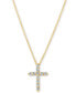 Фото #1 товара Diamond Cross Pendant Necklace (1/3 ct. t.w.) in 14k Gold, 16" + 2" Extender