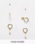 Фото #1 товара Accessorize Z collection 3 pack gold plated pearl stud and hoop earrings set in gold