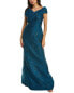 Фото #1 товара Teri Jon By Rickie Freeman Off-The-Shoulder Jacquard Gown Women's Blue 2