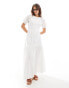 Фото #1 товара ASOS DESIGN broderie puff sleeve tiered maxi dress in white