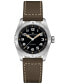 Women's Swiss Automatic Khaki Field Expedition Green Leather Strap Watch 37mm