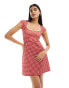 Фото #6 товара ASOS DESIGN red gingham cami dress with contrast trim