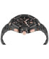 ფოტო #2 პროდუქტის Men's Chronograph Black Ion Plated Bracelet Watch 46mm