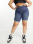 Simply Be longline denim shorts in mid vintage blue wash UK 32 - фото #7