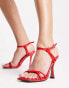 River Island strappy knot detail heeled sandal in red