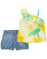 Фото #2 товара Toddler 2-Piece Floral Tank & Chambray Short Set 3T