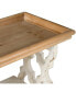 35.5" X 14" X 32" Distressed White And Natural Wood Shelf Tray, French Country Console Table