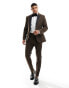 Фото #2 товара ASOS DESIGN skinny tuxedo suit jacket in brown