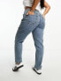 ASOS DESIGN Curve slim fit comfort mom jeans in mid blue