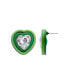 Green Edged Crystal Heart Centre Stud Earrings