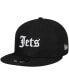 Фото #1 товара Men's Black New York Jets Gothic Script 9FIFTY Adjustable Snapback Hat